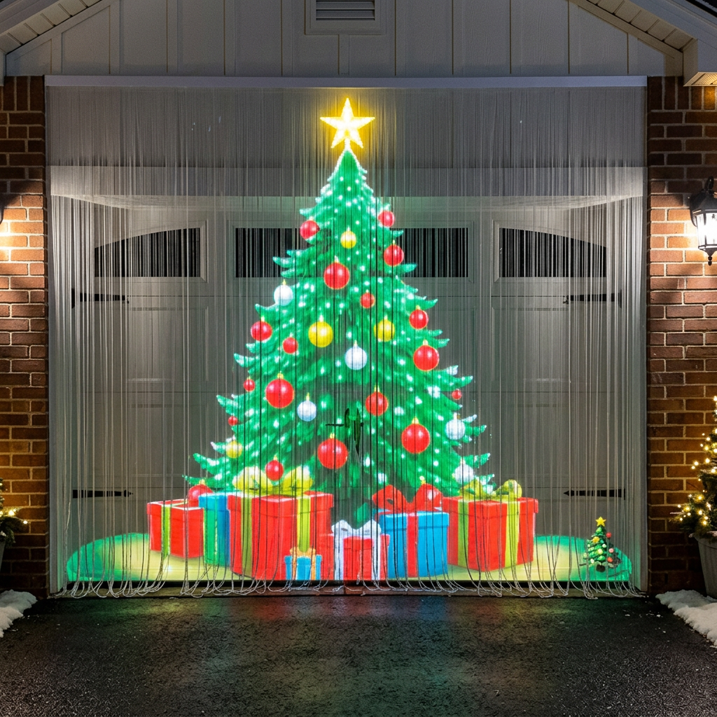 Imagen ilustrativa editada con IA de decoración luminosa navideña